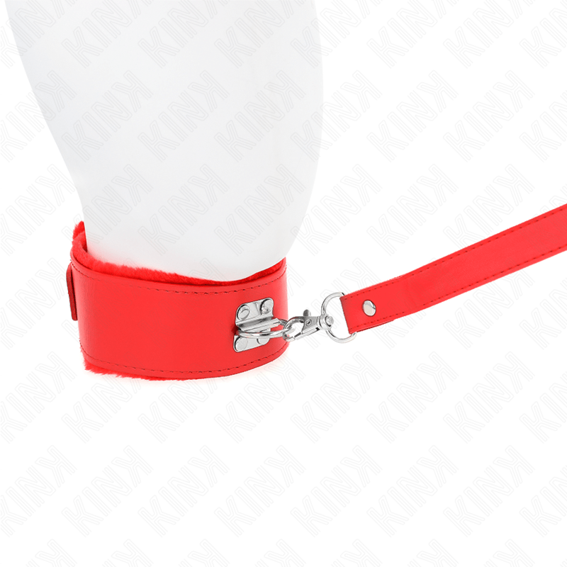 KINK - COLLANA CON GUINZAGLIO 116 CM CON BORCHIE IN ARGENTO MODELLO 4 ROSSO REGOLABILE 40 - 48 CM X 6 CM - KINK COLLAR & GAG - Intimo per le occasioni speciali | The Game Lingerie