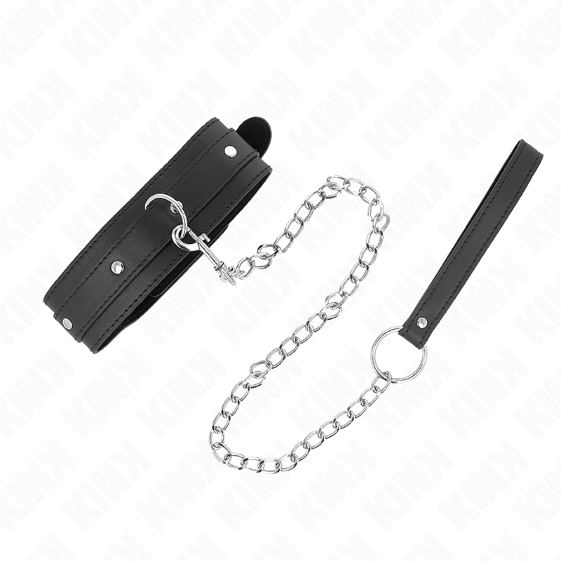 KINK - COLLANA CON GUINZAGLIO 65 CM 1 ANELLO REGOLABILE 38 - 49 CM X 5 CM - KINK COLLAR & GAG - Intimo per le occasioni speciali | The Game Lingerie