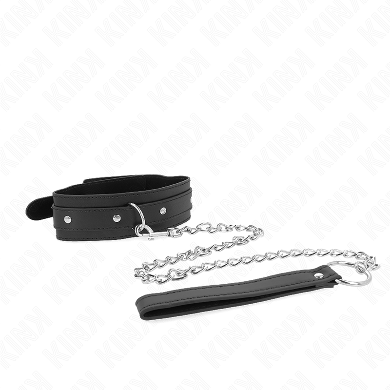 KINK - COLLANA CON GUINZAGLIO 65 CM 1 ANELLO REGOLABILE 38 - 49 CM X 5 CM - KINK COLLAR & GAG - Intimo per le occasioni speciali | The Game Lingerie