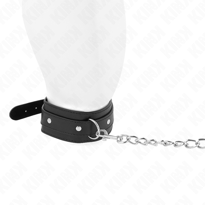 KINK - COLLANA CON GUINZAGLIO 65 CM 1 ANELLO REGOLABILE 38 - 49 CM X 5 CM - KINK COLLAR & GAG - Intimo per le occasioni speciali | The Game Lingerie
