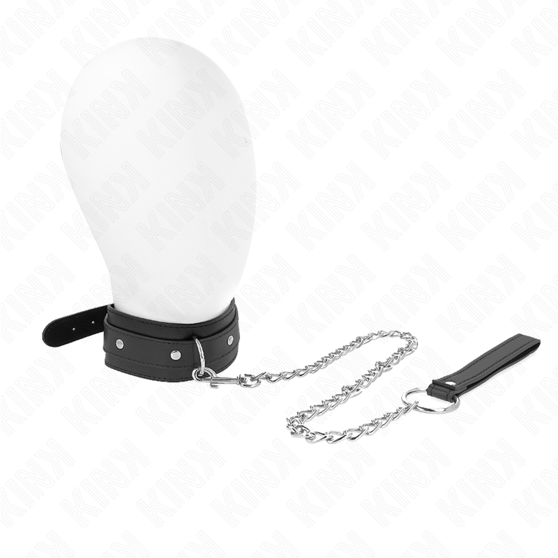 KINK - COLLANA CON GUINZAGLIO 65 CM 1 ANELLO REGOLABILE 38 - 49 CM X 5 CM - KINK COLLAR & GAG - Intimo per le occasioni speciali | The Game Lingerie