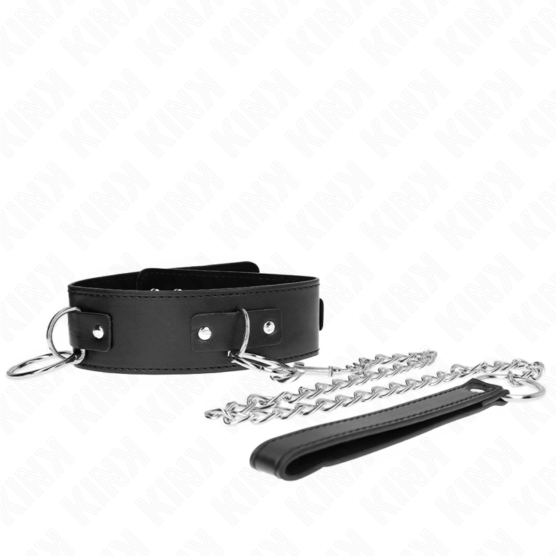 KINK - COLLANA CON GUINZAGLIO 65 CM 3 MODELLO ANELLI 2 REGOLABILE 36 - 43 CM X 5 CM - KINK COLLAR & GAG - Intimo per le occasioni speciali | The Game Lingerie