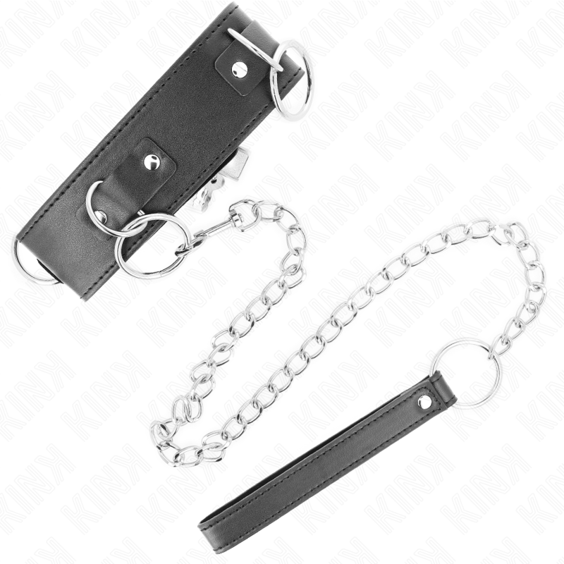 KINK - COLLANA CON GUINZAGLIO 65 CM 3 MODELLO ANELLI 2 REGOLABILE 36 - 43 CM X 5 CM - KINK COLLAR & GAG - Intimo per le occasioni speciali | The Game Lingerie