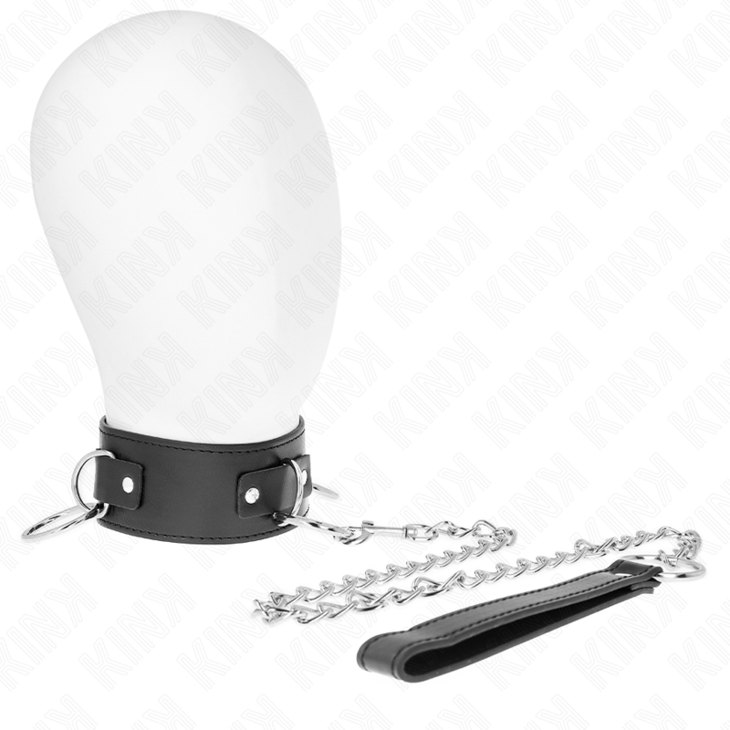KINK - COLLANA CON GUINZAGLIO 65 CM 3 MODELLO ANELLI 2 REGOLABILE 36 - 43 CM X 5 CM - KINK COLLAR & GAG - Intimo per le occasioni speciali | The Game Lingerie