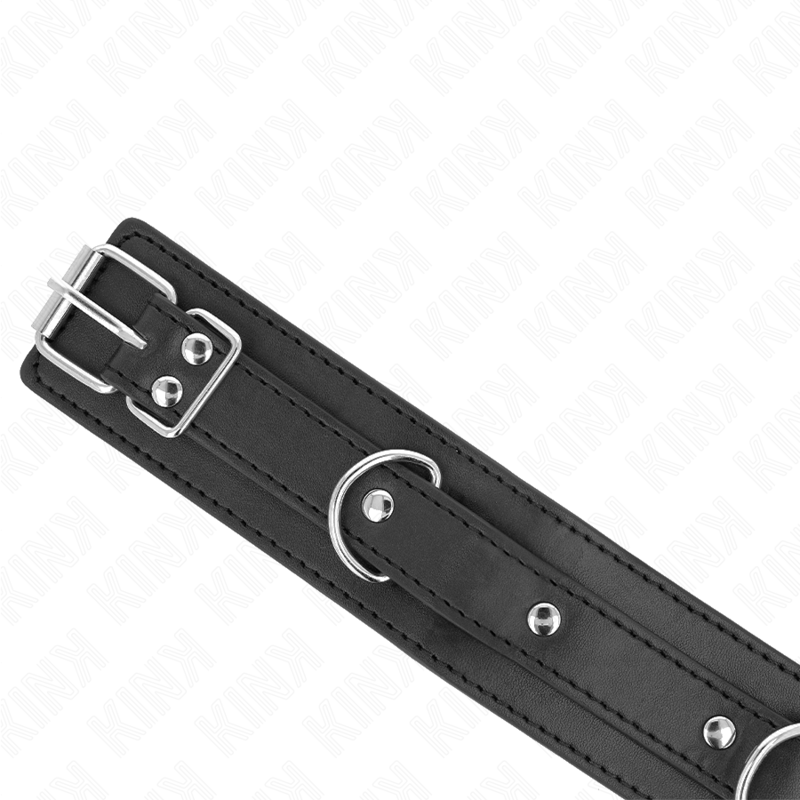 KINK - COLLANA CON GUINZAGLIO 65 CM MODELLO 3 ANELLI 1 REGOLABILE 38 - 49 CM X 5 CM - KINK COLLAR & GAG - Intimo per le occasioni speciali | The Game Lingerie