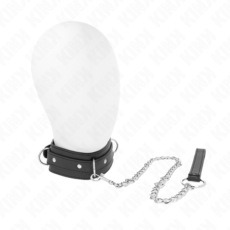 KINK - COLLANA CON GUINZAGLIO 65 CM MODELLO 3 ANELLI 1 REGOLABILE 38 - 49 CM X 5 CM - KINK COLLAR & GAG - Intimo per le occasioni speciali | The Game Lingerie