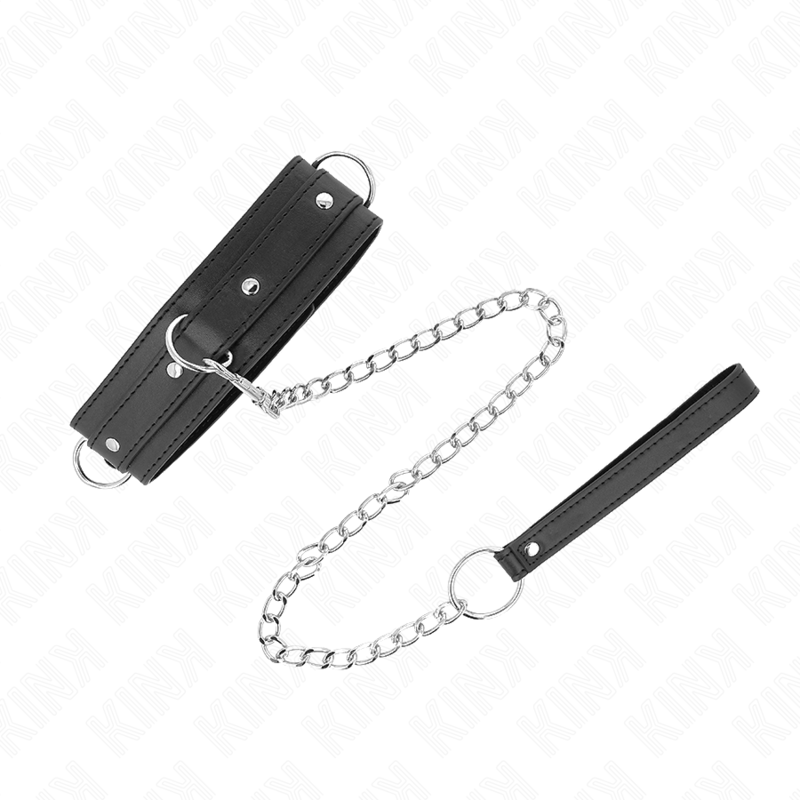 KINK - COLLANA CON GUINZAGLIO 65 CM MODELLO 3 ANELLI 1 REGOLABILE 38 - 49 CM X 5 CM - KINK COLLAR & GAG - Intimo per le occasioni speciali | The Game Lingerie
