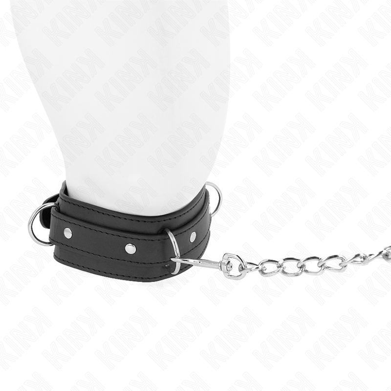 KINK - COLLANA CON GUINZAGLIO 65 CM MODELLO 3 ANELLI 1 REGOLABILE 38 - 49 CM X 5 CM - KINK COLLAR & GAG - Intimo per le occasioni speciali | The Game Lingerie