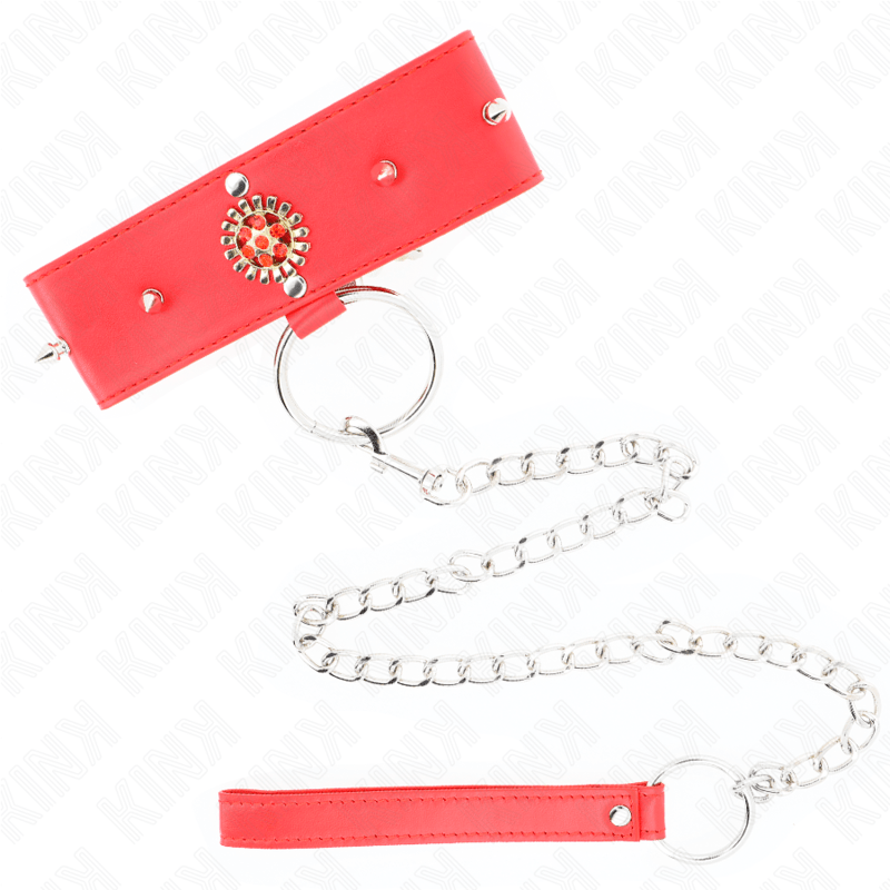 KINK - COLLANA DI DIAMANTI ROSSI CON CINTURA 65 CM REGOLABILE 35 - 51 CM X 7 CM - KINK COLLAR & GAG - Intimo per le occasioni speciali | The Game Lingerie