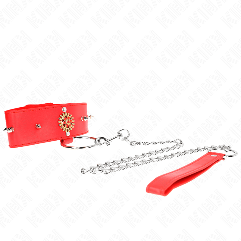 KINK - COLLANA DI DIAMANTI ROSSI CON CINTURA 65 CM REGOLABILE 35 - 51 CM X 7 CM - KINK COLLAR & GAG - Intimo per le occasioni speciali | The Game Lingerie