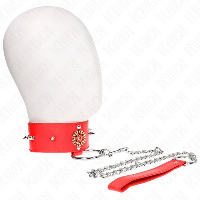 KINK - COLLANA DI DIAMANTI ROSSI CON CINTURA 65 CM REGOLABILE 35 - 51 CM X 7 CM - KINK COLLAR & GAG - Intimo per le occasioni speciali | The Game Lingerie