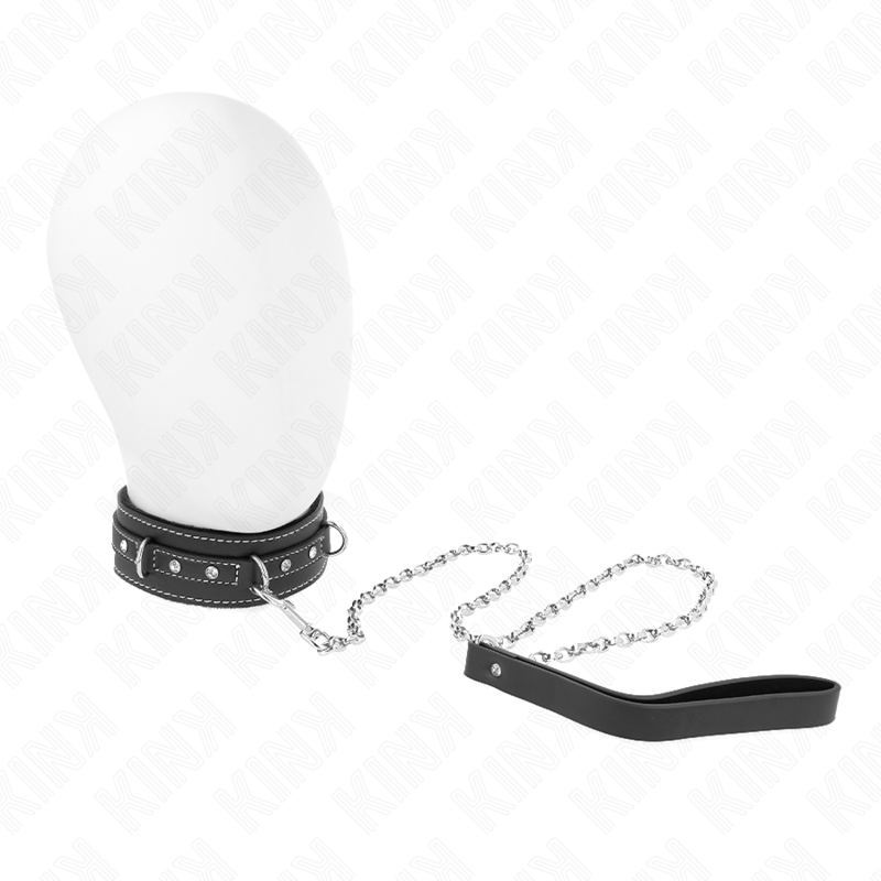 KINK - COLLANA IN PELLE PVC CON CINTURA 105 CM RIVETTO STRASS 41.5 X 4 CM - KINK COLLAR & GAG - Intimo per le occasioni speciali | The Game Lingerie