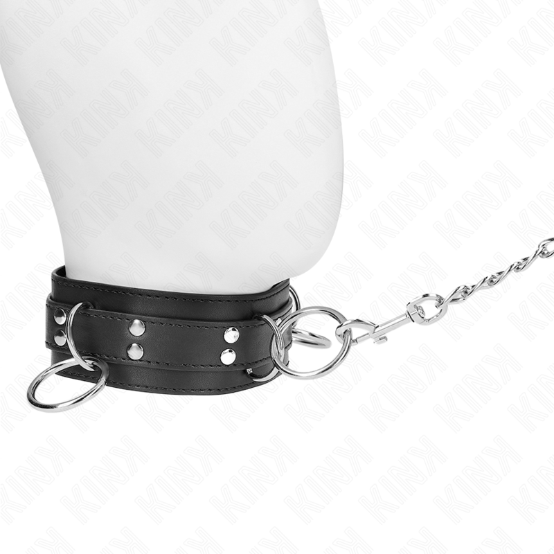 KINK - COLLANA SCHIAVITÙ 3 ANELLI CON CINTURINO 80 CM 53 X 5 CM - KINK COLLAR & GAG - Intimo per le occasioni speciali | The Game Lingerie