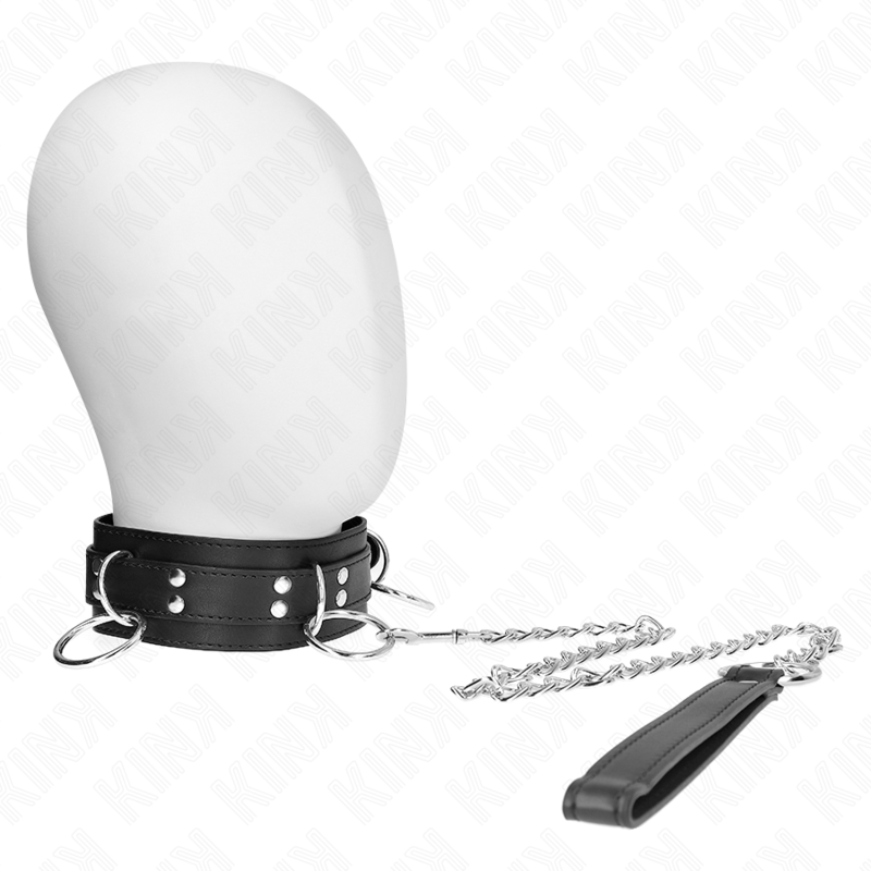 KINK - COLLANA SCHIAVITÙ 3 ANELLI CON CINTURINO 80 CM 53 X 5 CM - KINK COLLAR & GAG - Intimo per le occasioni speciali | The Game Lingerie