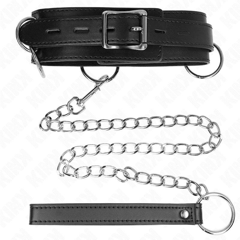 KINK - COLLANA SCHIAVITÙ 3 ANELLI CON CINTURINO 80 CM 53 X 5 CM - KINK COLLAR & GAG - Intimo per le occasioni speciali | The Game Lingerie