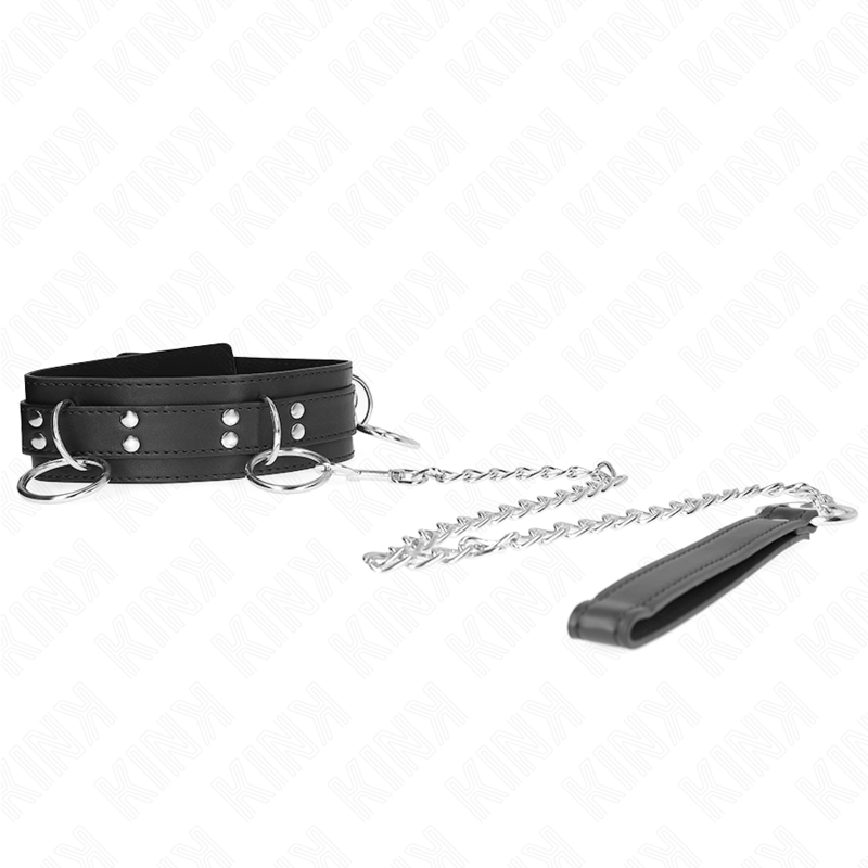 KINK - COLLANA SCHIAVITÙ 3 ANELLI CON CINTURINO 80 CM 53 X 5 CM - KINK COLLAR & GAG - Intimo per le occasioni speciali | The Game Lingerie