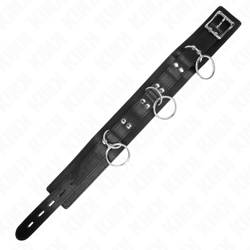 KINK - COLLANA SCHIAVITÙ 3 ANELLI CON CINTURINO 80 CM 53 X 5 CM - KINK COLLAR & GAG - Intimo per le occasioni speciali | The Game Lingerie