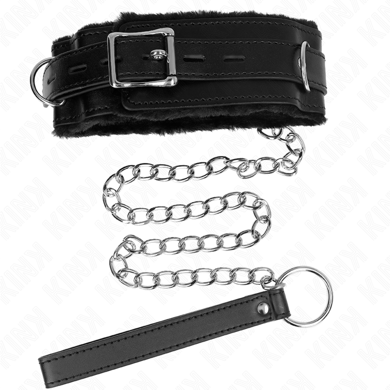 KINK - COLLARE CON GUINZAGLIO 65 CM CON RESTRIZIONI NERO 36 - 42 CM X 5,5 CM - KINK COLLAR & GAG - Intimo per le occasioni speciali | The Game Lingerie