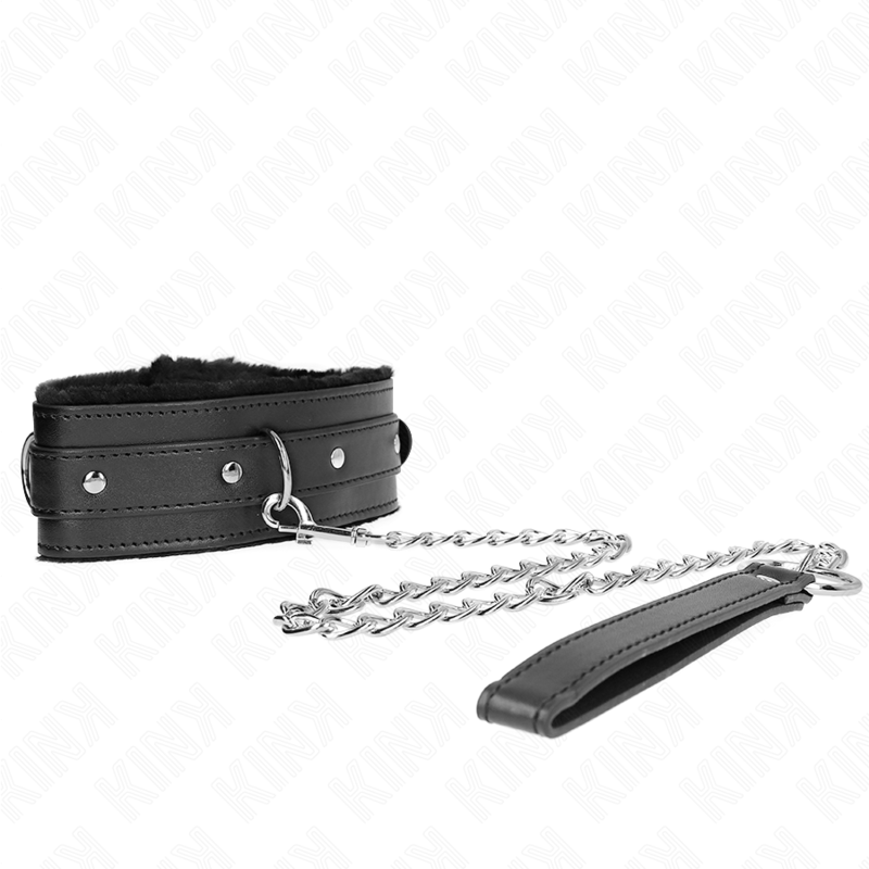 KINK - COLLARE CON GUINZAGLIO 65 CM CON RESTRIZIONI NERO 36 - 42 CM X 5,5 CM - KINK COLLAR & GAG - Intimo per le occasioni speciali | The Game Lingerie