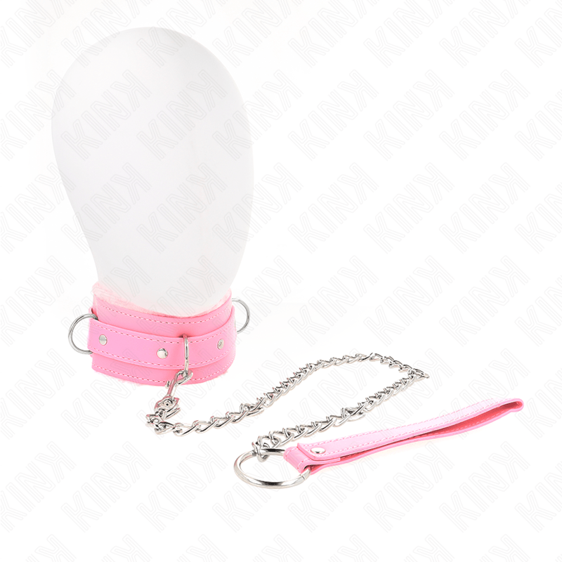 KINK - COLLARE CON GUINZAGLIO 65 CM CON RESTRIZIONI ROSA 36 - 42 CM X 5,5 CM - KINK COLLAR & GAG - Intimo per le occasioni speciali | The Game Lingerie