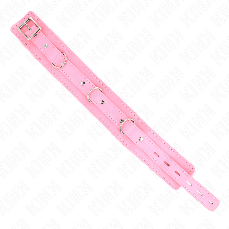 KINK - COLLARE CON GUINZAGLIO 65 CM CON RESTRIZIONI ROSA 36 - 42 CM X 5,5 CM - KINK COLLAR & GAG - Intimo per le occasioni speciali | The Game Lingerie