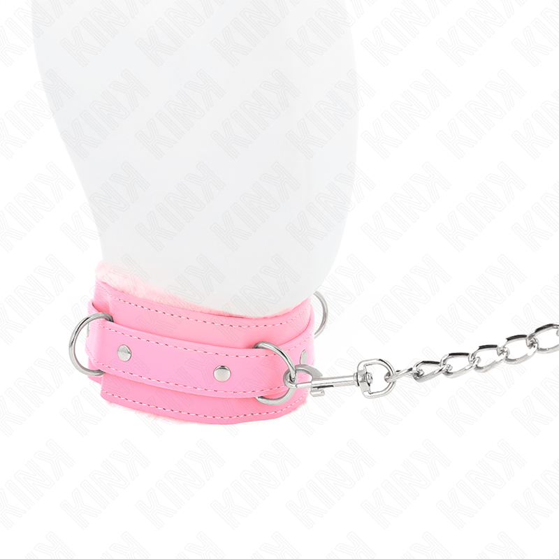 KINK - COLLARE CON GUINZAGLIO 65 CM CON RESTRIZIONI ROSA 36 - 42 CM X 5,5 CM - KINK COLLAR & GAG - Intimo per le occasioni speciali | The Game Lingerie