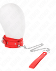 KINK - COLLARE CON GUINZAGLIO 65 CM CON RESTRIZIONI ROSSO 36 - 42 CM X 5,5 CM - KINK COLLAR & GAG - Intimo per le occasioni speciali | The Game Lingerie