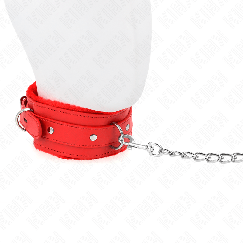 KINK - COLLARE CON GUINZAGLIO 65 CM CON RESTRIZIONI ROSSO 36 - 42 CM X 5,5 CM - KINK COLLAR & GAG - Intimo per le occasioni speciali | The Game Lingerie