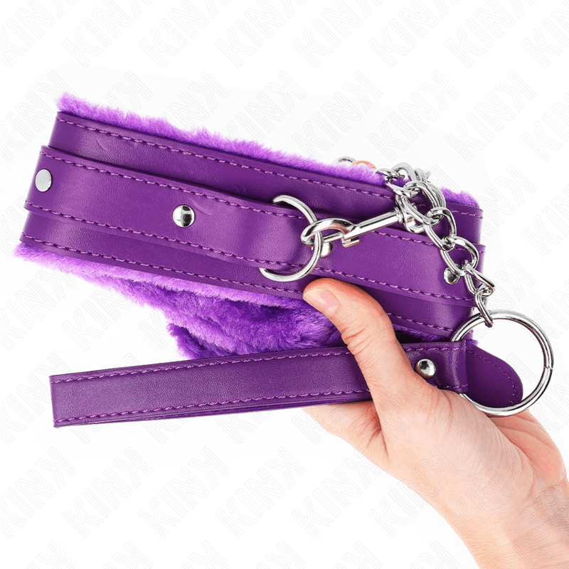 KINK - COLLARE CON GUINZAGLIO 65 CM CON RESTRIZIONI VIOLA 36 - 42 CM X 5,5 CM - KINK COLLAR & GAG - Intimo per le occasioni speciali | The Game Lingerie