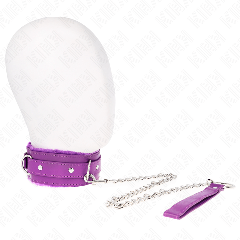 KINK - COLLARE CON GUINZAGLIO 65 CM CON RESTRIZIONI VIOLA 36 - 42 CM X 5,5 CM - KINK COLLAR & GAG - Intimo per le occasioni speciali | The Game Lingerie