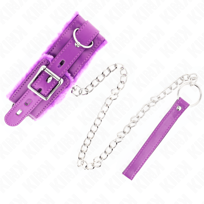 KINK - COLLARE CON GUINZAGLIO 65 CM CON RESTRIZIONI VIOLA 36 - 42 CM X 5,5 CM - KINK COLLAR & GAG - Intimo per le occasioni speciali | The Game Lingerie