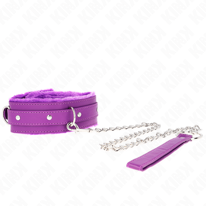 KINK - COLLARE CON GUINZAGLIO 65 CM CON RESTRIZIONI VIOLA 36 - 42 CM X 5,5 CM - KINK COLLAR & GAG - Intimo per le occasioni speciali | The Game Lingerie