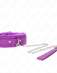 KINK - COLLARE CON GUINZAGLIO 65 CM CON RESTRIZIONI VIOLA 36 - 42 CM X 5,5 CM - KINK COLLAR & GAG - Intimo per le occasioni speciali | The Game Lingerie