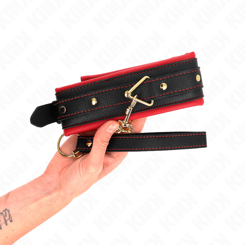 KINK - COLLARE CON GUINZAGLIO IN TESSUTO TINTO REGOLABILE 33 - 48 CM X 5,7 CM - KINK COLLAR & GAG - Intimo per le occasioni speciali | The Game Lingerie