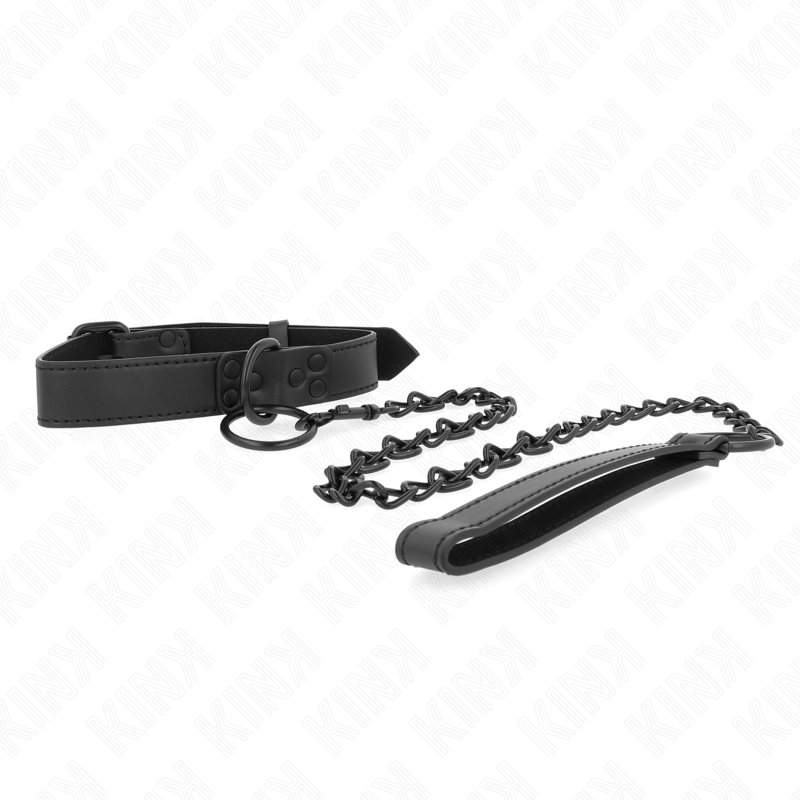 KINK - COLLARE CON GUINZAGLIO SCURO 65 CM REGOLABILE 37 - 54 CM X 3 CM - KINK COLLAR & GAG - Intimo per le occasioni speciali | The Game Lingerie