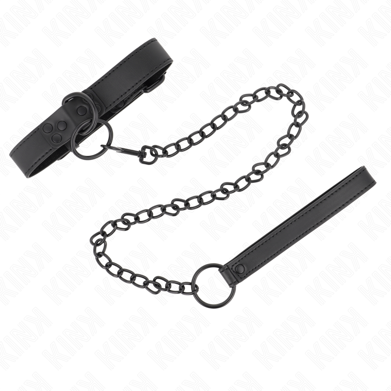 KINK - COLLARE CON GUINZAGLIO SCURO 65 CM REGOLABILE 37 - 54 CM X 3 CM - KINK COLLAR & GAG - Intimo per le occasioni speciali | The Game Lingerie