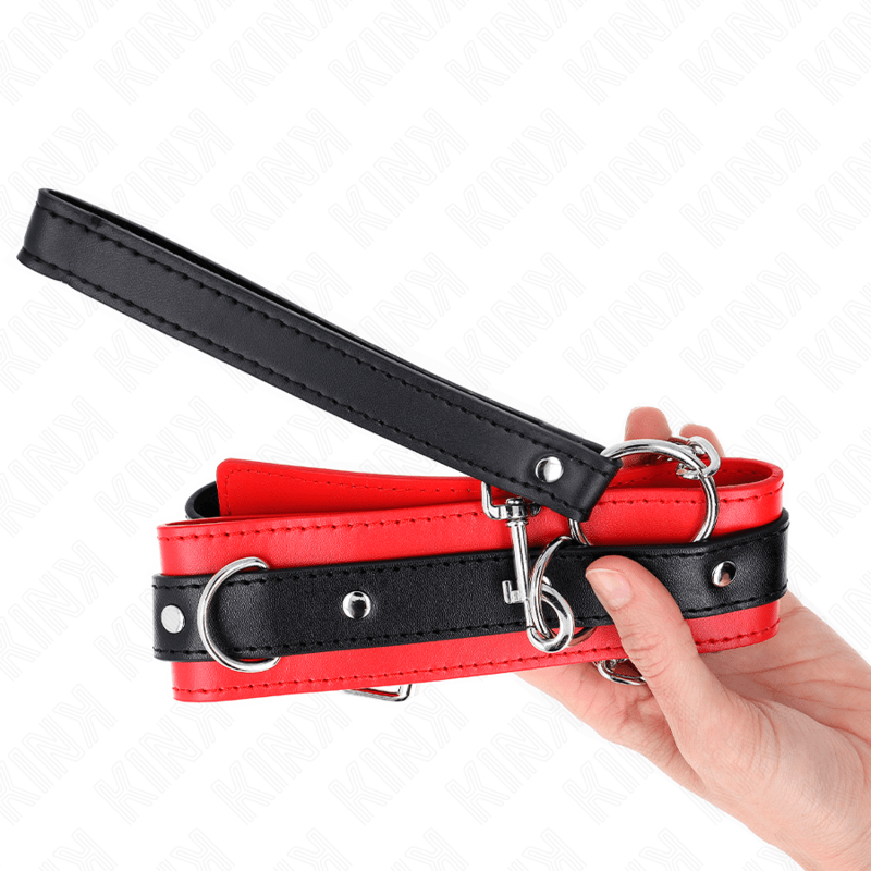 KINK - COLLARE MODELLO BASE CON GUINZAGLIO 65 CM MODELLO 3 ROSSO 53 X 5 CM - KINK COLLAR & GAG - Intimo per le occasioni speciali | The Game Lingerie