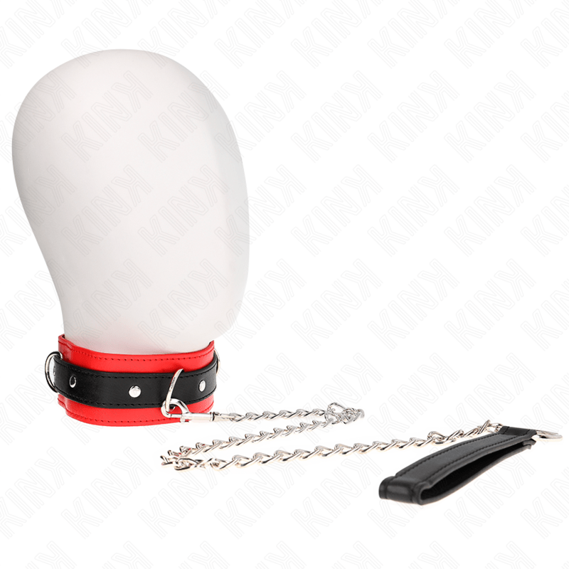 KINK - COLLARE MODELLO BASE CON GUINZAGLIO 65 CM MODELLO 3 ROSSO 53 X 5 CM - KINK COLLAR & GAG - Intimo per le occasioni speciali | The Game Lingerie