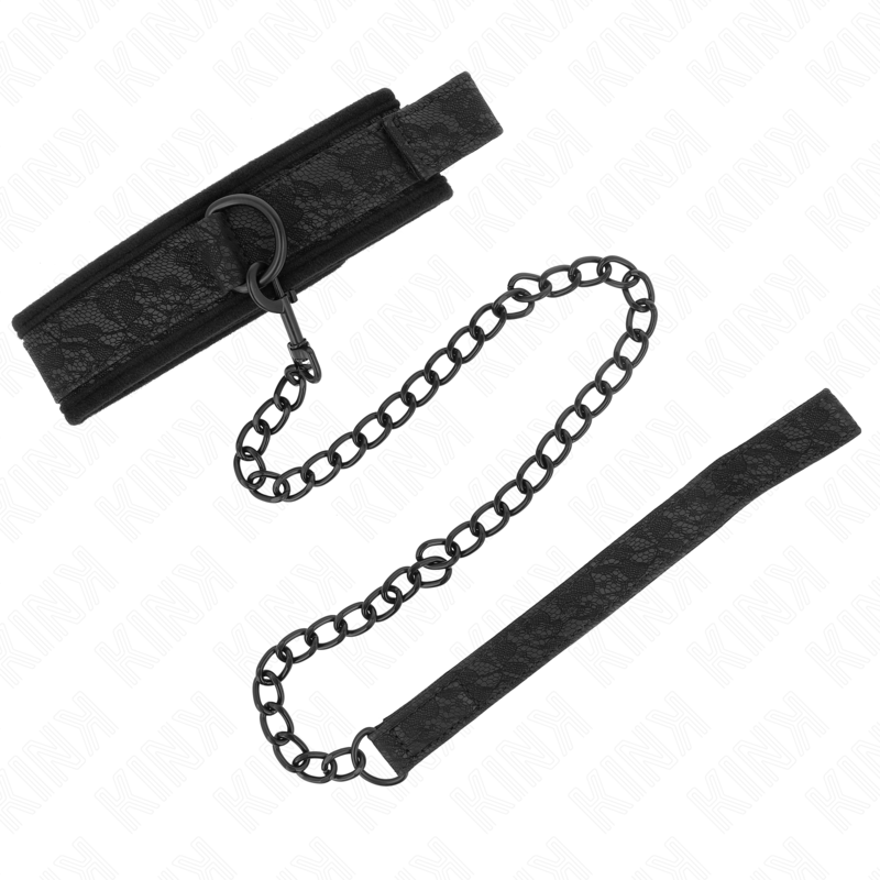 KINK - COLLARE MODELLO BASE CON GUINZAGLIO 77 CM MODELLO 5 REGOLABILE 34 - 54 CM X 5 CM - KINK COLLAR & GAG - Intimo per le occasioni speciali | The Game Lingerie