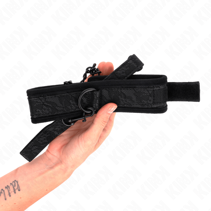 KINK - COLLARE MODELLO BASE CON GUINZAGLIO 77 CM MODELLO 5 REGOLABILE 34 - 54 CM X 5 CM - KINK COLLAR & GAG - Intimo per le occasioni speciali | The Game Lingerie