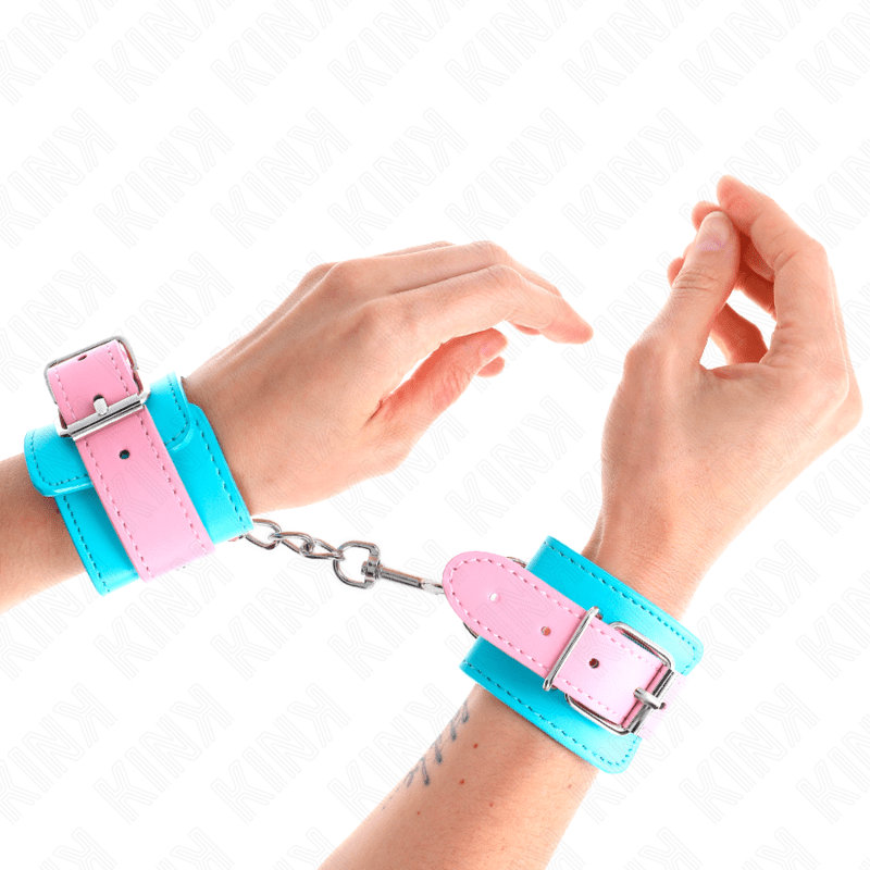 KINK - GRAZIOSI POGGIPOLSI BLU/ROSA REGOLABILI 16 - 28 CM X 5 CM - KINK WRIST RESTRAINT - Intimo per le occasioni speciali | The Game Lingerie