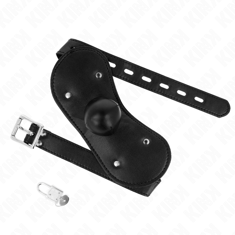 KINK - MASCHERA BOCCA BALL GAG CON SERRATURA REGOLABILE 42 - 60 CM - KINK COLLAR & GAG - Intimo per le occasioni speciali | The Game Lingerie