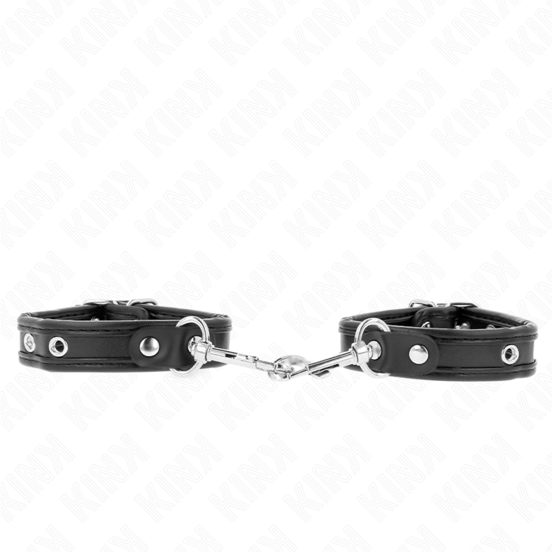 KINK - MINI BRACCIALETTI NERI CON BORCHIE REGOLABILI 16 - 22 CM X 2 CM - KINK WRIST RESTRAINT - Intimo per le occasioni speciali | The Game Lingerie