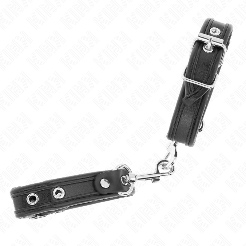 KINK - MINI BRACCIALETTI NERI CON BORCHIE REGOLABILI 16 - 22 CM X 2 CM - KINK WRIST RESTRAINT - Intimo per le occasioni speciali | The Game Lingerie