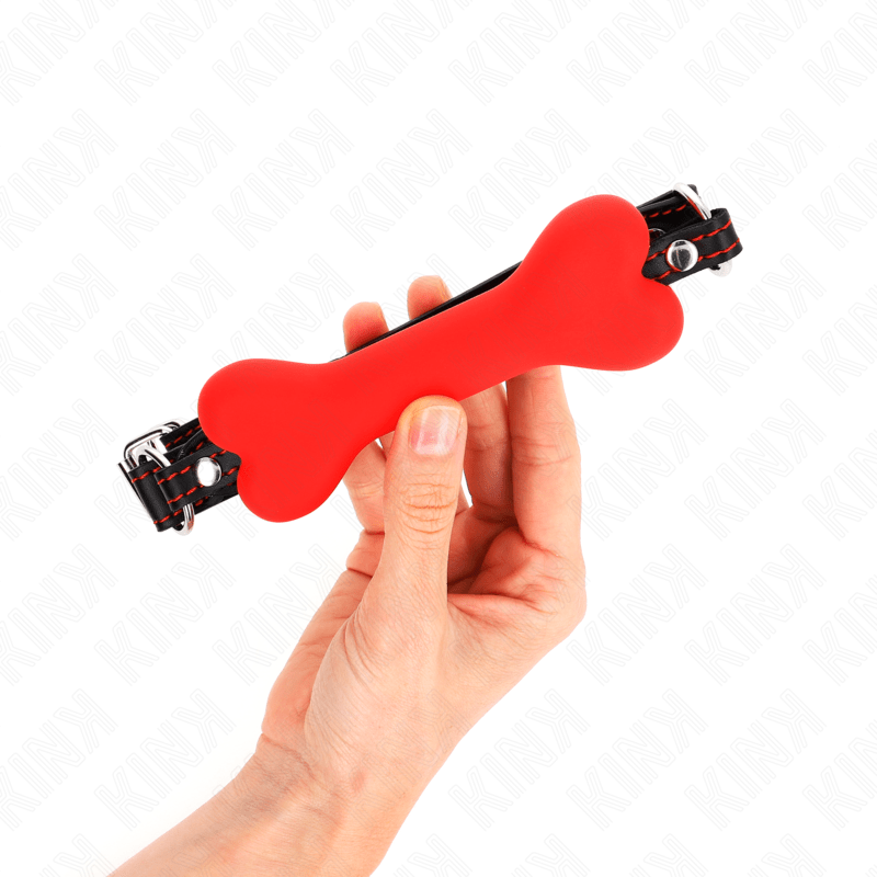 KINK - OSSO ROSSO 12 CM BAVAGLIO 63 x 2 CM - KINK COLLAR & GAG - Intimo per le occasioni speciali | The Game Lingerie