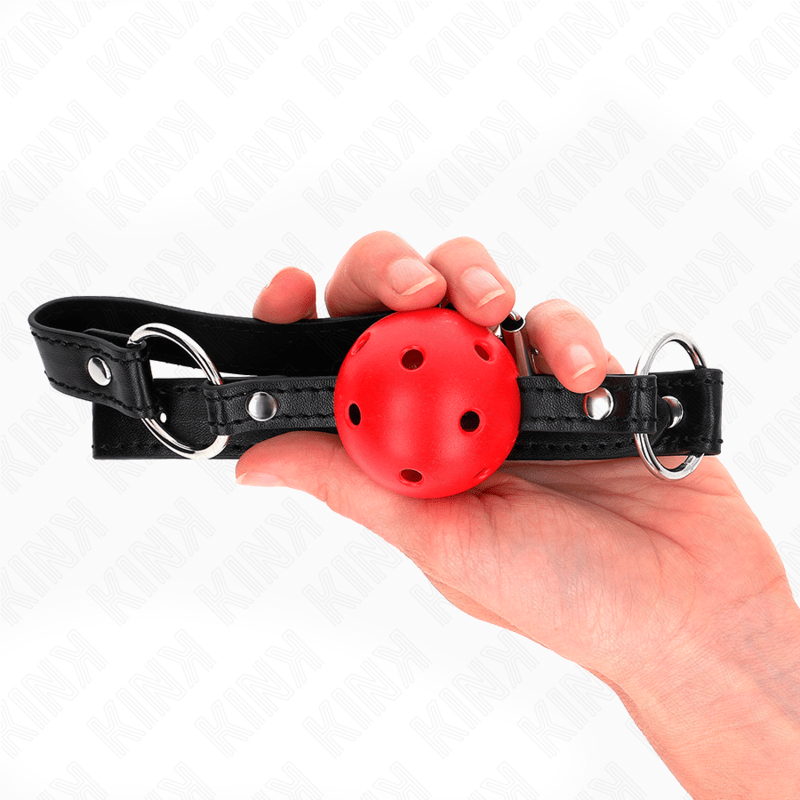 KINK - PALLA CAVA DURA ROSSA 4,5 CM MODELLO GAG 1 63,5 X 2 CM - KINK COLLAR & GAG - Intimo per le occasioni speciali | The Game Lingerie