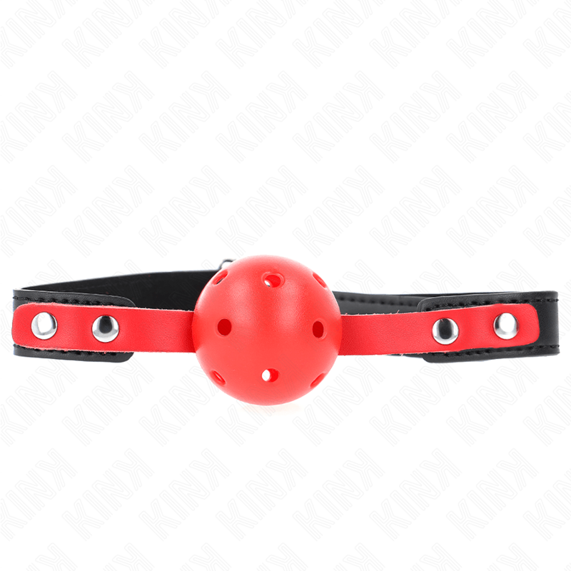 KINK - PALLA DURA CAVA ROSSA 4 CM GAG NERO CINTURINO 60 x 2 CM REGOLABILE 37 - 52 CM - KINK COLLAR & GAG - Intimo per le occasioni speciali | The Game Lingerie