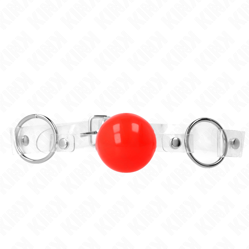 KINK - PALLA IN PVC TRASPARENTE ROSSA BAVAGLIO 4 CM REGOLABILE - KINK COLLAR & GAG - Intimo per le occasioni speciali | The Game Lingerie