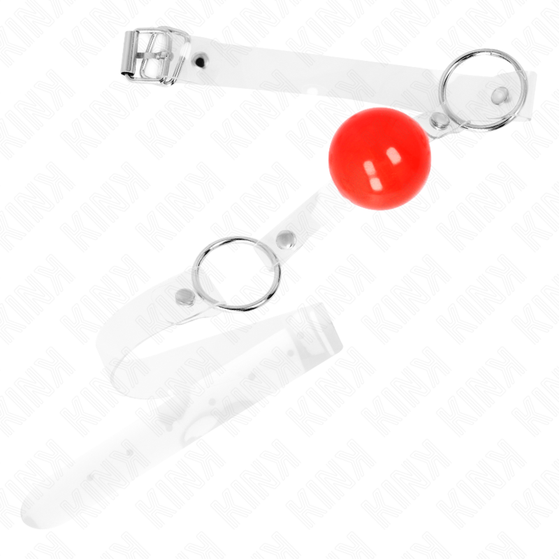 KINK - PALLA IN PVC TRASPARENTE ROSSA BAVAGLIO 4 CM REGOLABILE - KINK COLLAR & GAG - Intimo per le occasioni speciali | The Game Lingerie