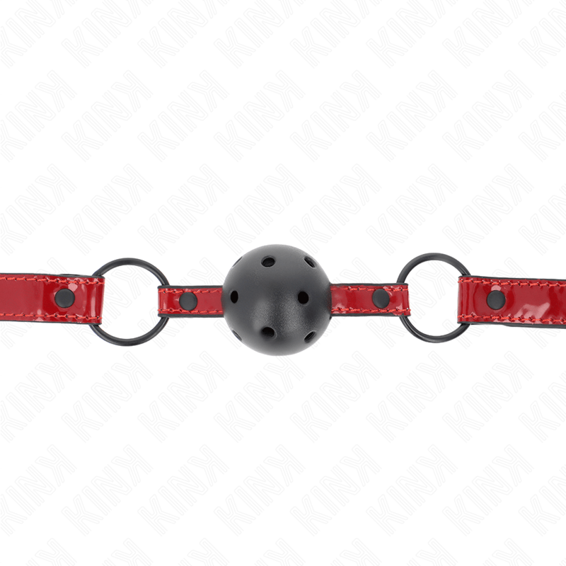 KINK - PALLA IN SIMILPELLE LUCIDA 4.5 CM GAG 63.5 X 2 CM REGOLABILE 41 X 59 CM - KINK COLLAR & GAG - Intimo per le occasioni speciali | The Game Lingerie